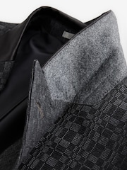 Grey Regular Fit Textured Tuxedo Suit Jacket - Image 8 of 10