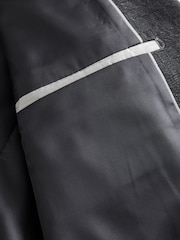 Grey Regular Fit Textured Tuxedo Suit Jacket - Image 9 of 10