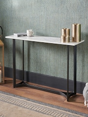 Pacific White Marble and Metal Console Table - Image 1 of 6