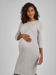 JoJo Maman Bébé Grey Knitted Maternity Tube Dress - Image 3 of 4