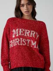 Red Tinsel Knitted Christmas Jumper - Image 2 of 8