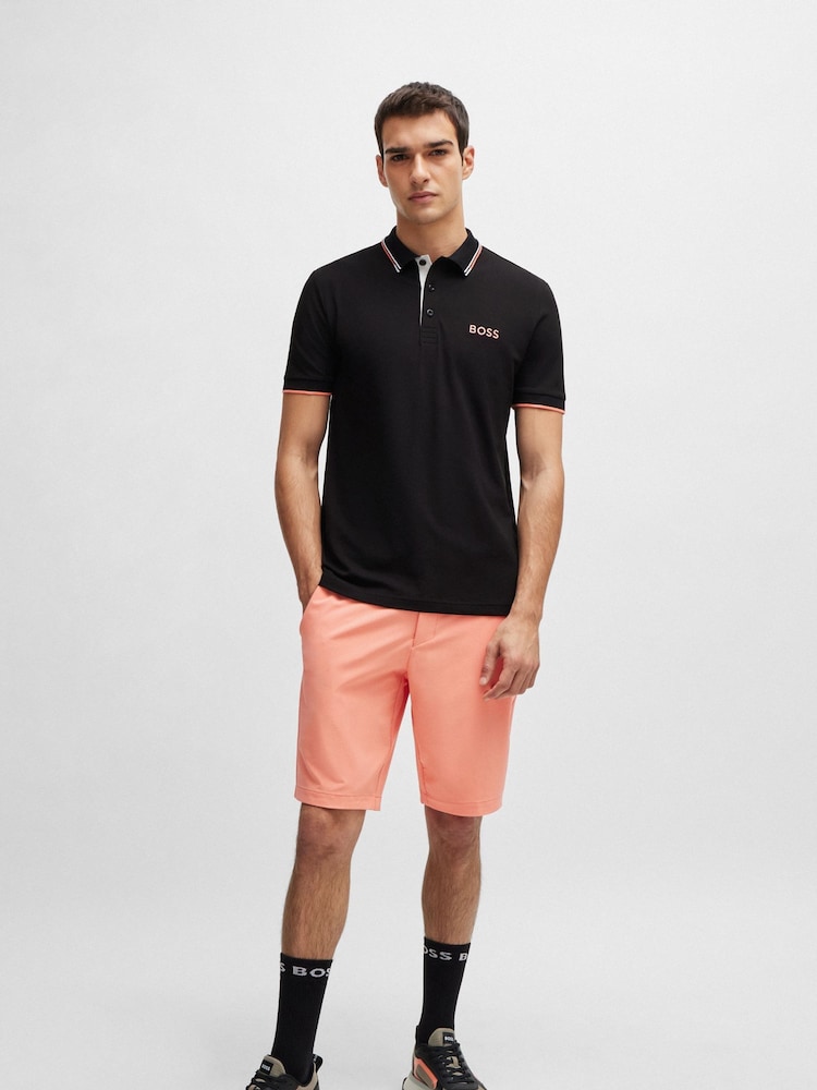 BOSS Pink Slim Fit Shorts in Water Repellent Easy Iron Fabric - Image 2 of 5 BOSS Pink Slim Fit Shorts in Water Repellent Easy Iron Fabric - Image 2 of 5