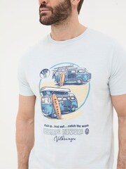 FatFace Blue VW Catch The Waves T-Shirt - Image 4 of 5