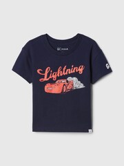 Gap Blue Cars Disney Cars Lightning McQueen Cotton Short Sleeve T-Shirt (12mths-5yrs) - Image 1 of 2