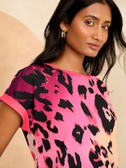 Love & Roses Pink Ombre Animal Crew Neck Jersey T-Shirt - Image 2 of 4