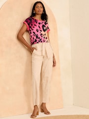Love & Roses Pink Ombre Animal Crew Neck Jersey T-Shirt - Image 4 of 4
