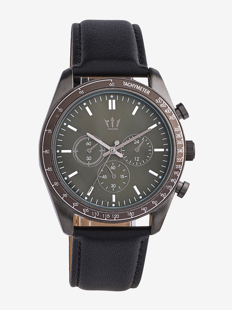 Black Casual Watch with Green Dial - Image 2 of 5