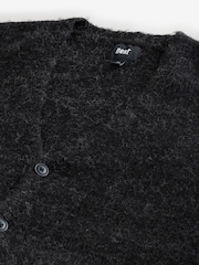 Charcoal Grey Relaxed Fit Fluffy Textured Cardigan - Image 6 of 6