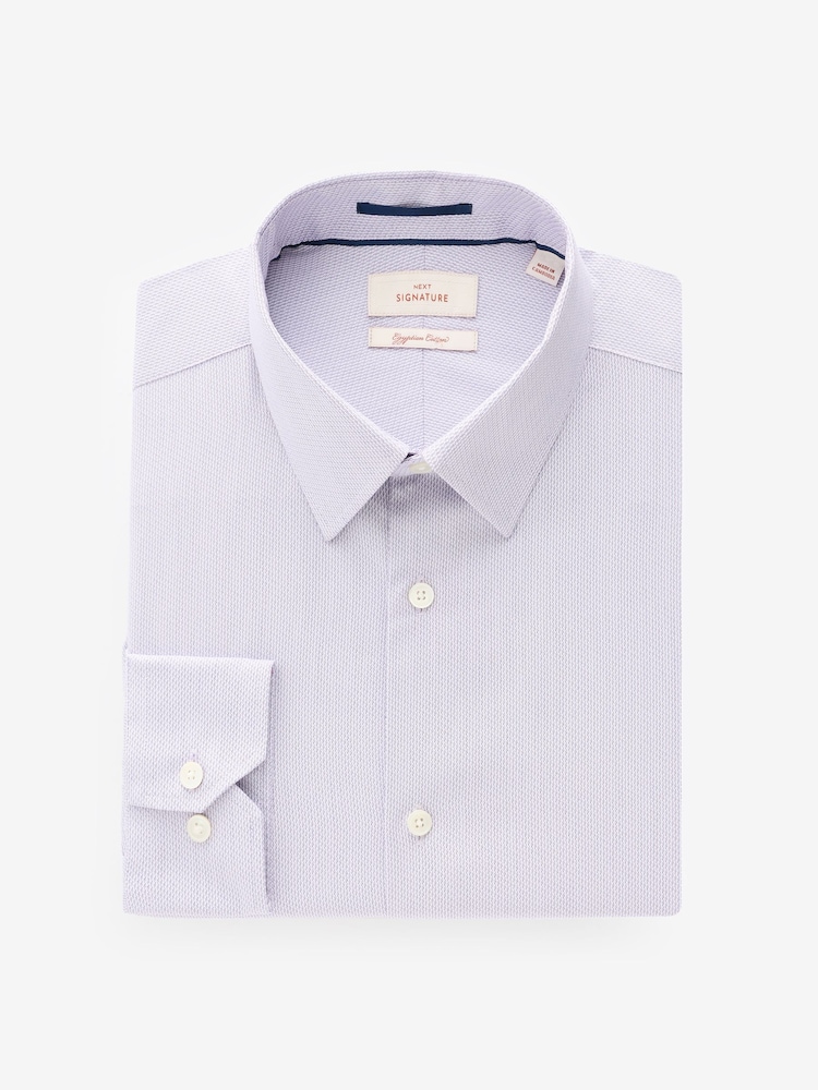 Lilac Texture Regular Fit Premium Two-Fold Cotton Shirt - Image 1 of 3