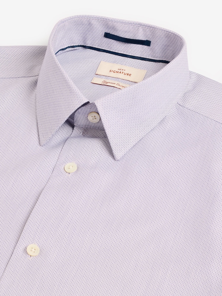 Lilac Texture Regular Fit Premium Two-Fold Cotton Shirt - Image 2 of 3