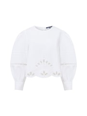 French Connection White Alissa Broiderie 100% Cotton Top - Image 4 of 4