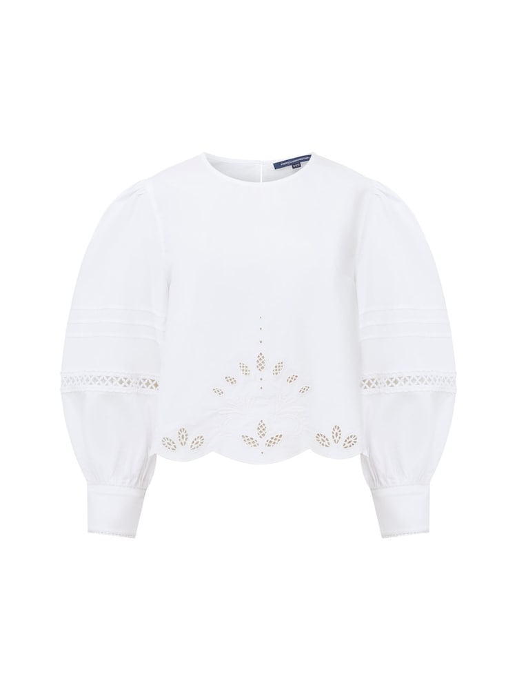 French Connection White Alissa Broiderie 100% Cotton Top - Image 4 of 4