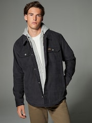 Black Hooded Corduroy Borg Lined Shacket - Image 2 of 8
