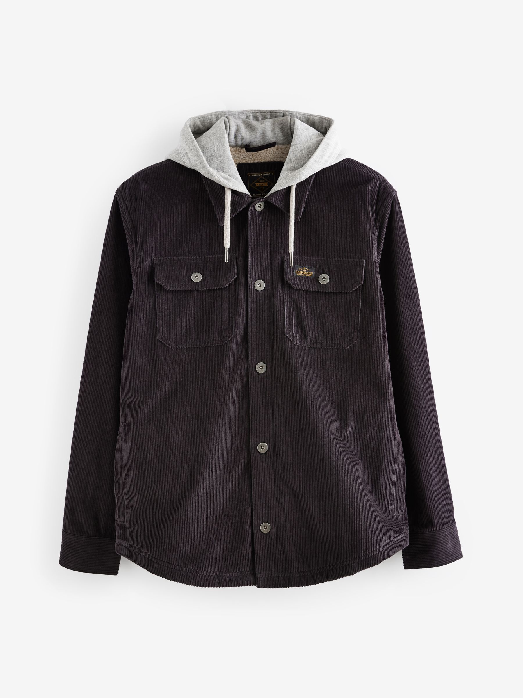 Buy Black Hooded Corduroy Borg Lined Shacket from Next USA