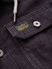 Black Hooded Corduroy Borg Lined Shacket - Image 7 of 8