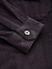 Black Hooded Corduroy Borg Lined Shacket - Image 8 of 8
