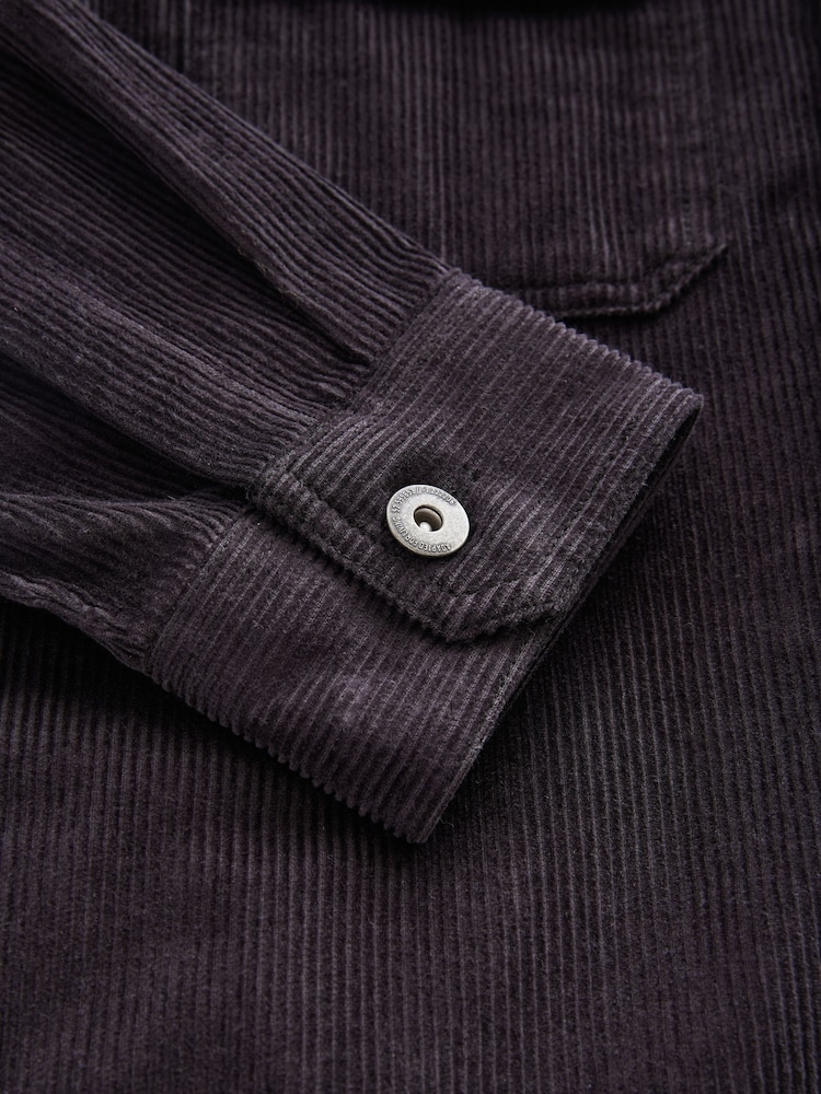 Black Hooded Corduroy Borg Lined Shacket - Image 8 of 8