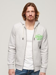 Superdry Grey Neon Vintage Logo Zip Up Hoodie - Image 1 of 7