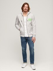 Superdry Grey Neon Vintage Logo Zip Up Hoodie - Image 3 of 7