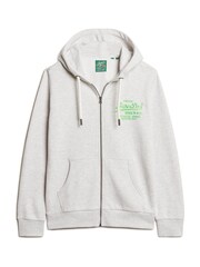 Superdry Grey Neon Vintage Logo Zip Up Hoodie - Image 5 of 7