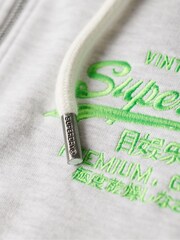 Superdry Grey Neon Vintage Logo Zip Up Hoodie - Image 6 of 7