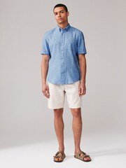 White/Blue/Pink Short Sleeve Linen Blend Oxford Shirts 3 Pack - Image 2 of 12