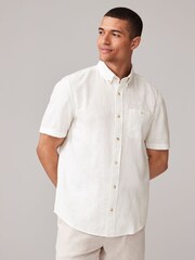 White/Blue/Pink Short Sleeve Linen Blend Oxford Shirts 3 Pack - Image 3 of 12