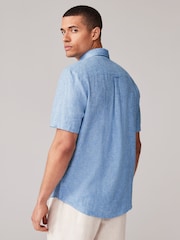 White/Blue/Pink Short Sleeve Linen Blend Oxford Shirts 3 Pack - Image 6 of 12