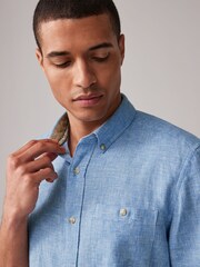 White/Blue/Pink Short Sleeve Linen Blend Oxford Shirts 3 Pack - Image 7 of 12