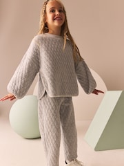 Grey Quilted Sweatshirt And Joggers Set (3-16yrs) - Image 1 of 4