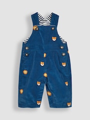 JoJo Maman Bébé Blue Safari Animal Embroidered Cord Dungarees - Image 1 of 3