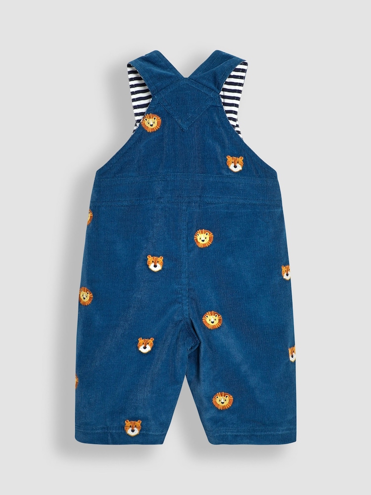 JoJo Maman Bébé Blue Safari Animal Embroidered Cord Dungarees - Image 2 of 3
