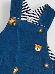 JoJo Maman Bébé Blue Safari Animal Embroidered Cord Dungarees - Image 3 of 3
