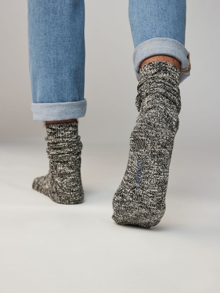 Birkenstock Grey 100% Cotton Slub Socks - Image 2 of 5 Birkenstock Grey 100% Cotton Slub Socks - Image 2 of 5
