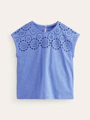 Boden Blue Sasha Broderie T-Shirt - Image 5 of 5