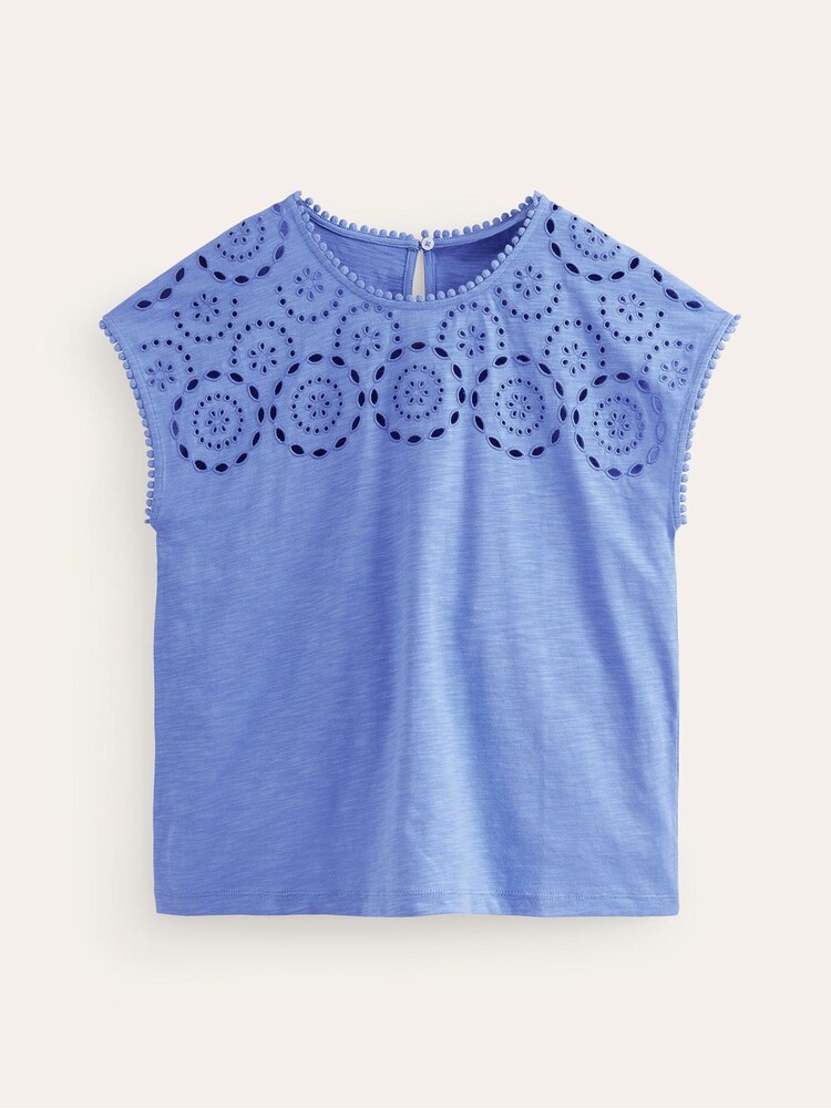 Boden Blue Sasha Broderie T-Shirt - Image 5 of 5
