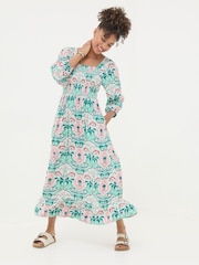 FatFace Adele Blue Paisley Mirrored Midi Dress - Image 1 of 7