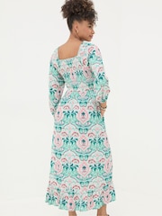 FatFace Adele Blue Paisley Mirrored Midi Dress - Image 2 of 7
