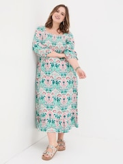 FatFace Adele Blue Paisley Mirrored Midi Dress - Image 6 of 7
