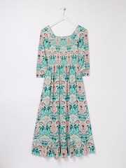 FatFace Adele Blue Paisley Mirrored Midi Dress - Image 7 of 7