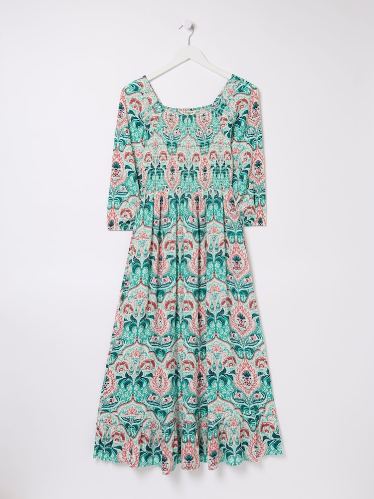 FatFace Adele Blue Paisley Mirrored Midi Dress - Image 7 of 7
