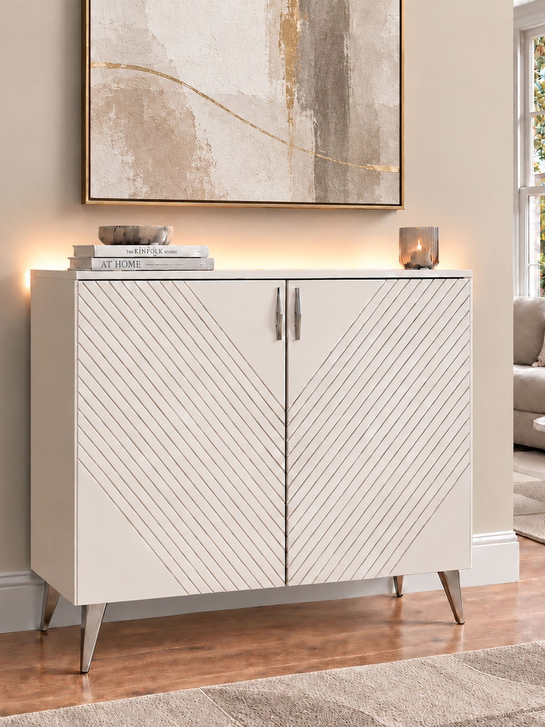 Frank Olsen Unisex Antique White Ava Two Door Smart Sideboard - Image 1