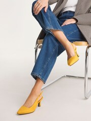 Simply Be Yellow Flexi Sole Kitten Heel Slingback Shoes - Image 2 of 4