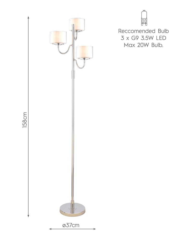 Laura Ashley Chrome Southwell 3 Light Floor Lamp - Image 5 of 5