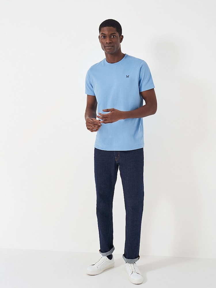 Crew Clothing Sky Blue Plain 100% Cotton Classic T-Shirt - Image 1 of 4