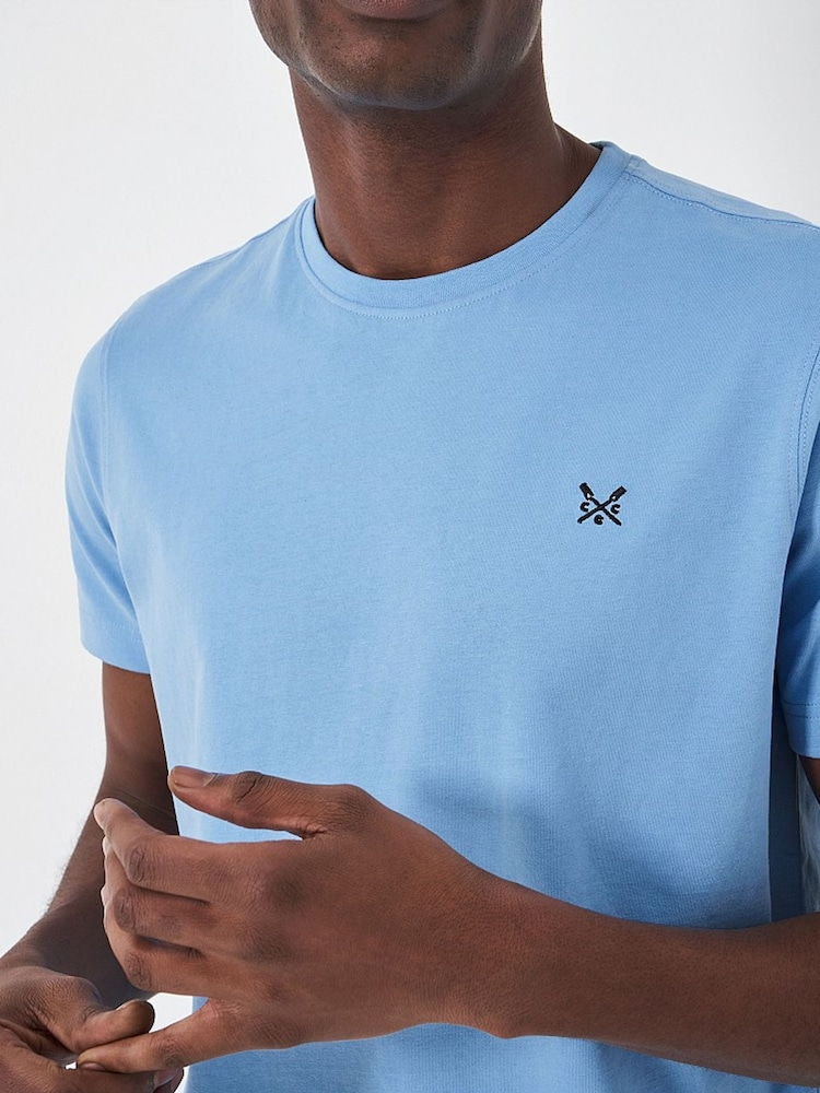 Crew Clothing Sky Blue Plain 100% Cotton Classic T-Shirt - Image 3 of 4