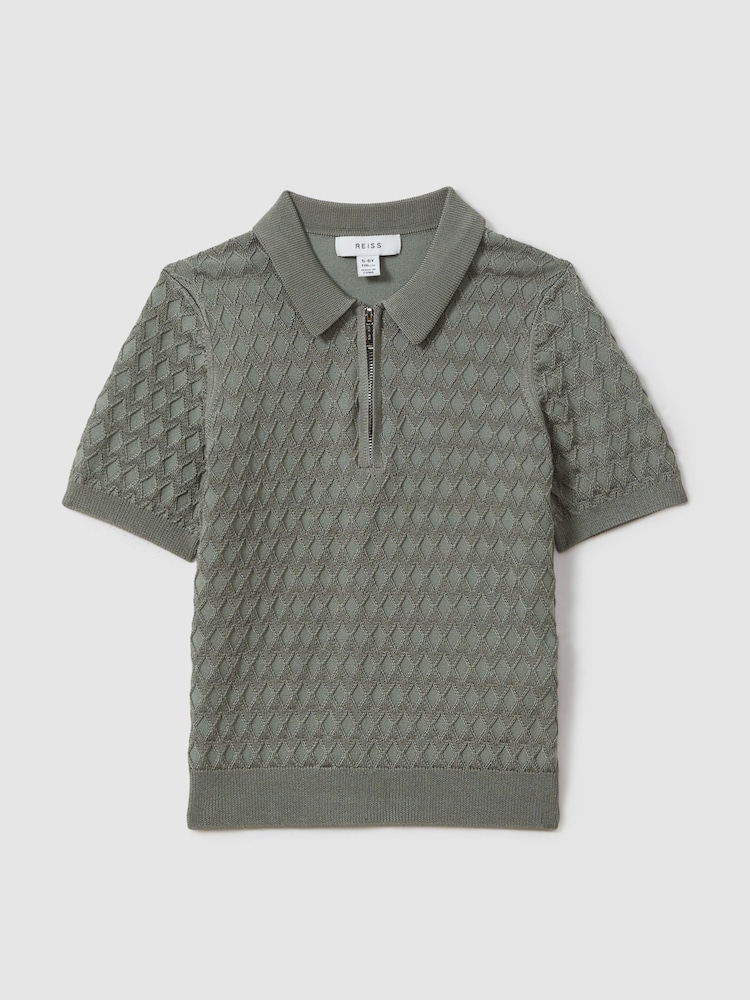 Reiss Sage Rizzo Half-Zip Knitted Polo Shirt - Image 1 of 4