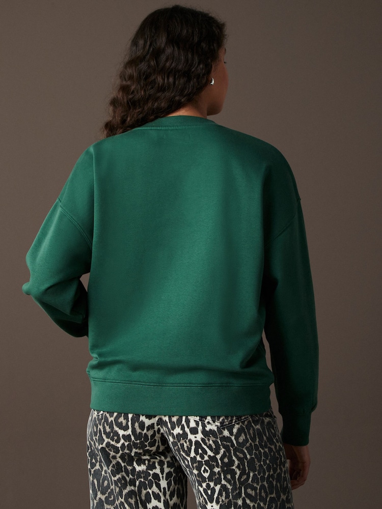 Forest Green/Pink/Red Novelty Christmas Fun Graphic Stocking Cowboy Boot Crew Neck Sweatshirt - Image 2 of 7