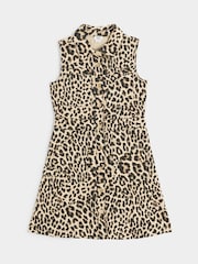 فستان قميص بطبعة فهد للبنات من River Island - صورة 1 من 3