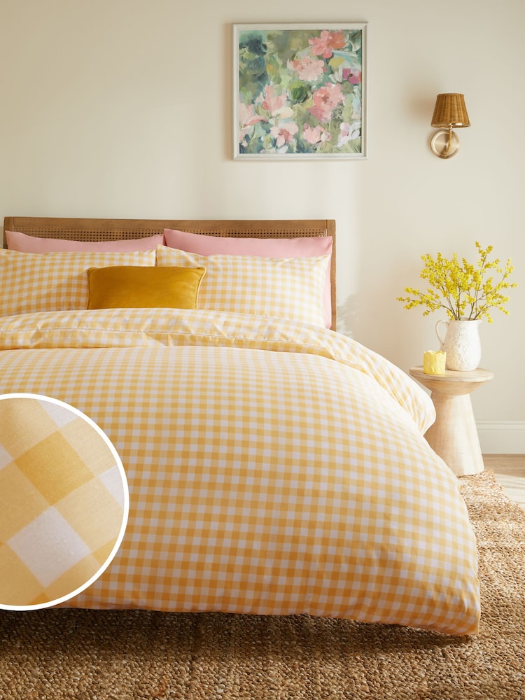 Yellow Gingham Duvet Cover and Pillowcase Set - Image 1 of 4